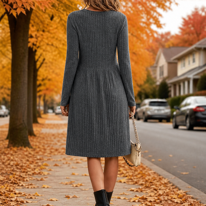 Cambrielle – Ribbed A-Line Midi Dress with Hidden Pockets + 50% OFF lifestyle