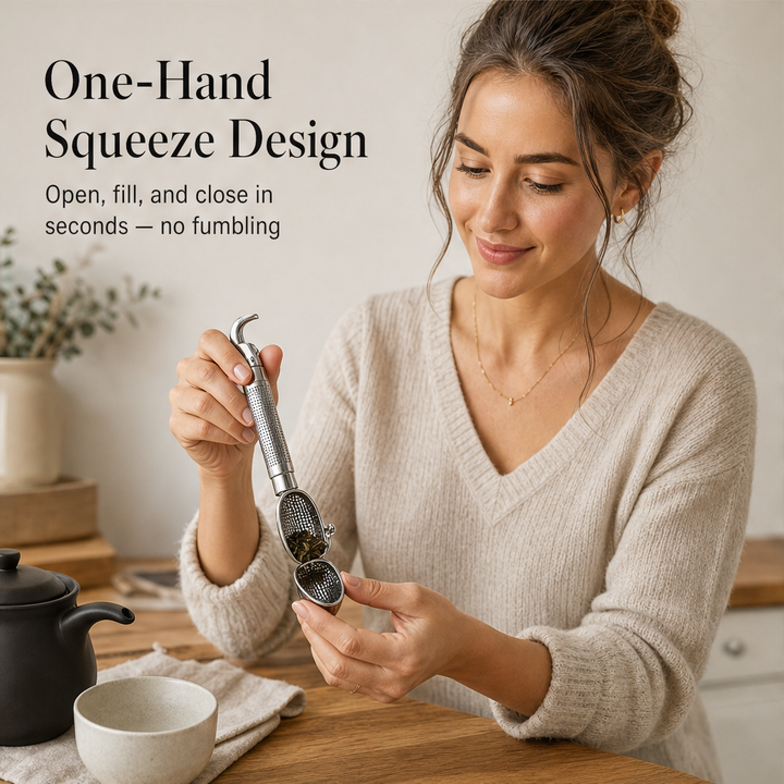 Steepvane – Squeeze-Plunger Locking Mesh Stainless Steel Tea Strainer + 50% OFF features