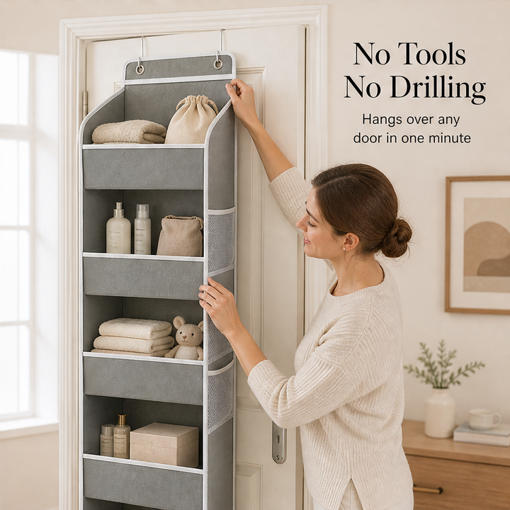TidyTiers – 5-Tier Space-Saving Hanging Closet Organizer + 50% OFF features