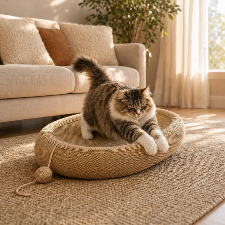 Scratchnook – Sisal Scratcher Bed with Built-In Toy Ball + 50% OFF lifestyle