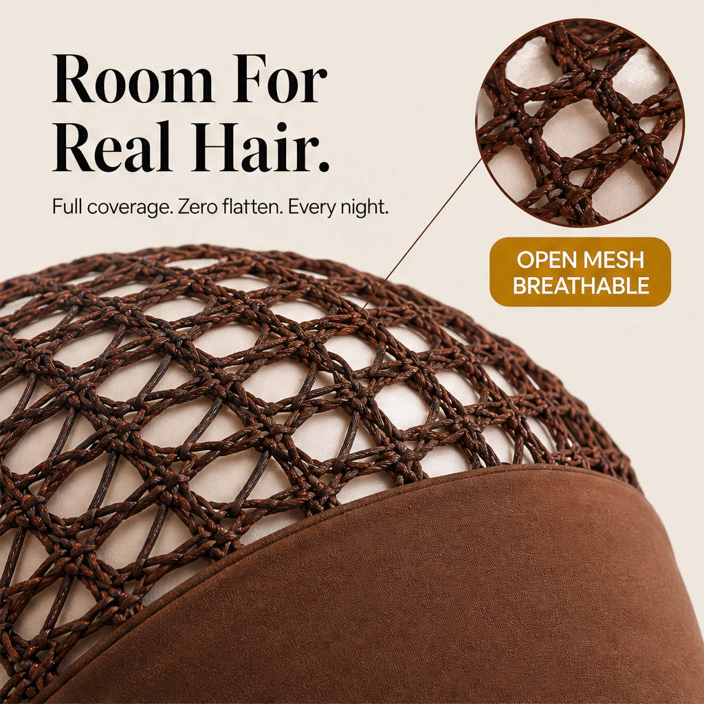 Curlanest – Roomy Mesh 3-Pack Satin-Band Hair Caps for Curls &amp; Braids + 50% OFF features