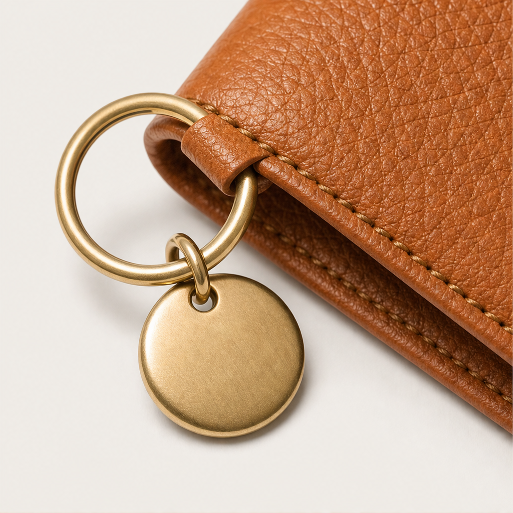 Pocketleigh – RFID-Blocking Pebbled Leather Card Holder with Key Ring + 50% OFF detail