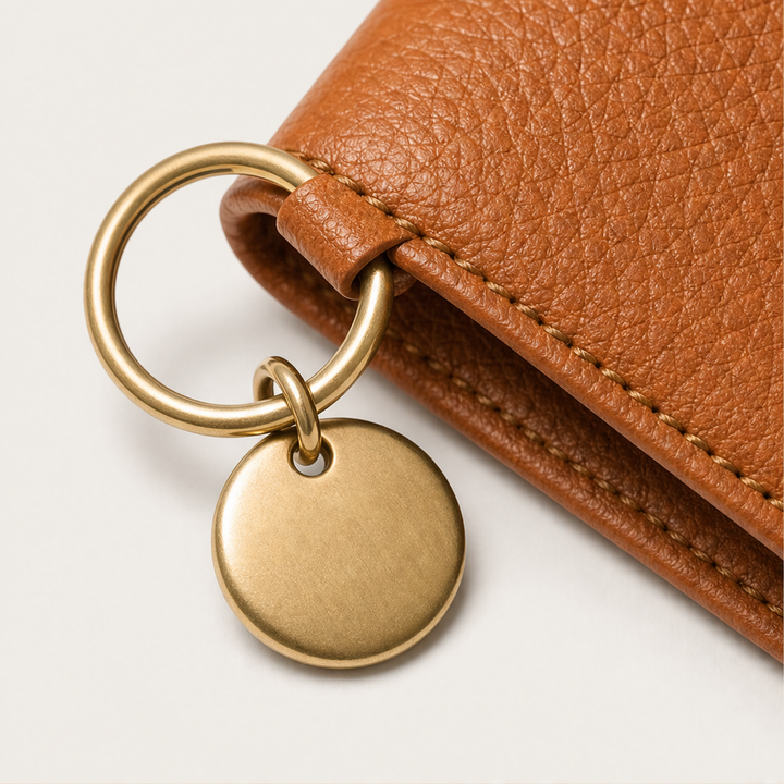 Pocketleigh – RFID-Blocking Pebbled Leather Card Holder with Key Ring + 50% OFF detail