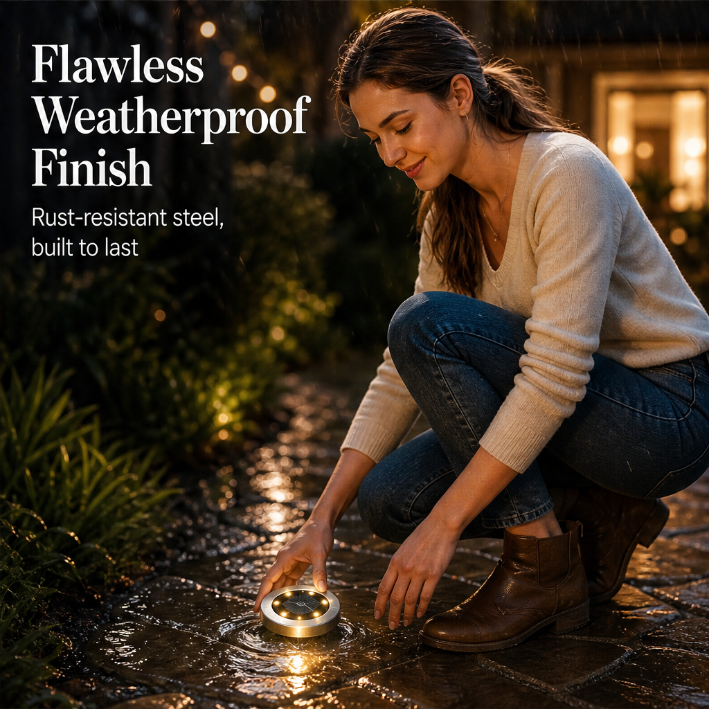 Sunhollow – Auto On/Off Solar Ground Lights, Steel Rim Disk Lights + 50% OFF features