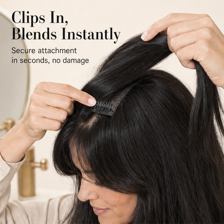 Crownvale – Undetectable Clip-In Volume with Bangs Hair Topper + 50% OFF detail