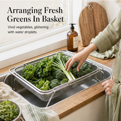 RailBasket – Expandable Stainless Steel Over Sink Dish Drying Rack + 50% OFF