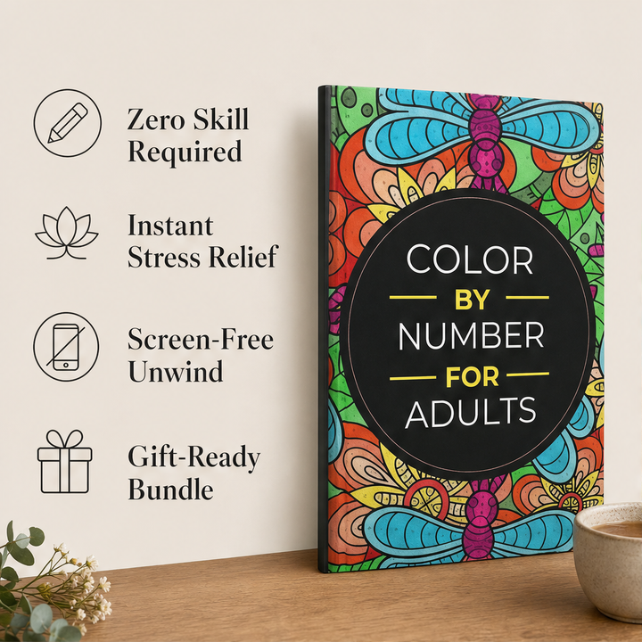 Calmshade – Bold Line-Art Color-by-Number Coloring Bundle for Adults + 50% OFF features