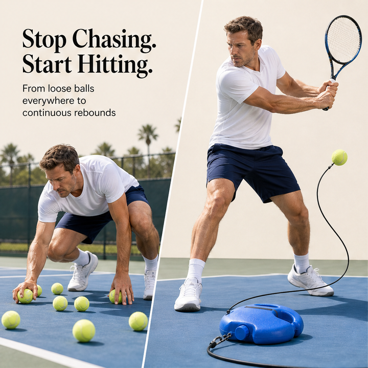 Rallywick – Continuous Ball Return Portable Tennis Rebound Trainer + 50% OFF detail