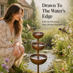 Copperbrook – Weatherproof 3-Tier Cascade Bird Bath with Ground Stake + 50% OFF