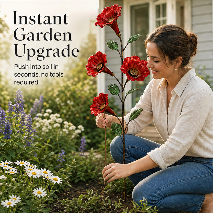 Larkspur &amp; Wren – Hand-Painted Hummingbird Feeder Garden Stake + 50% OFF features