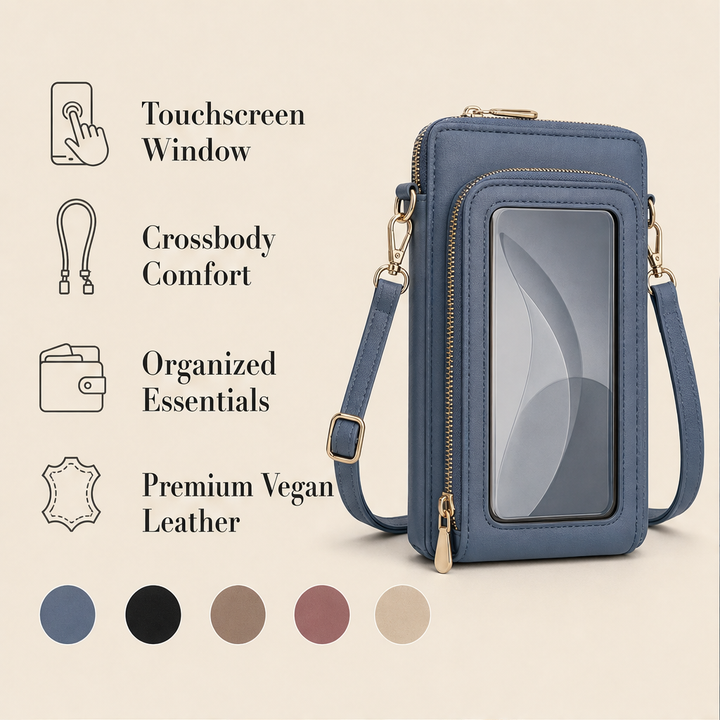 Clairpoche – Touchscreen Window Crossbody Phone Wallet + 50% OFF features