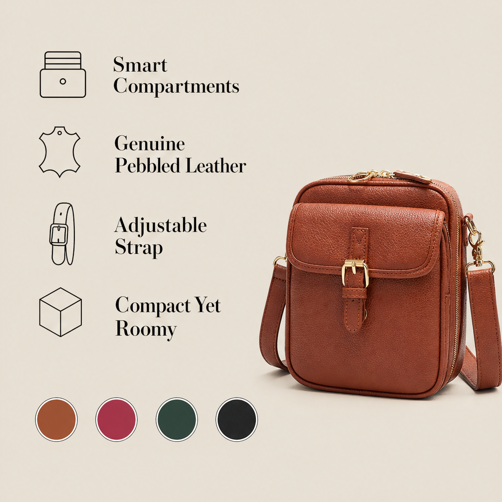 Rosewick – Vintage Pebbled Leather Crossbody Messenger Bag + 50% OFF features