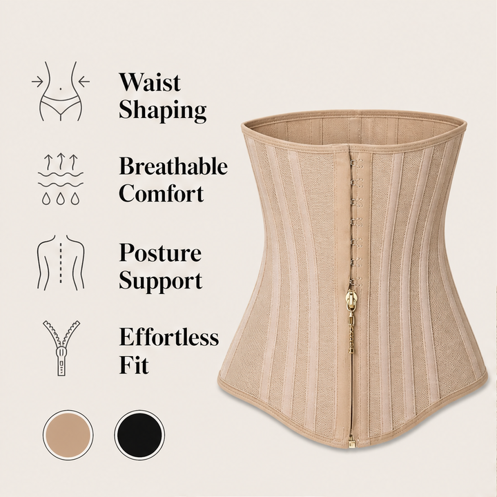Cincora – 23-Steel-Bone Zip Front Waist Trainer Corset + 50% OFF features
