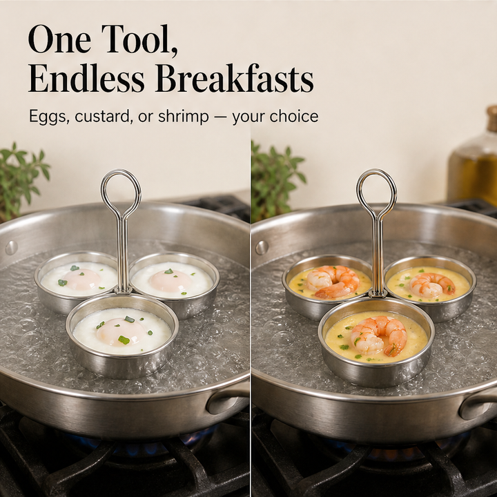 Yolkcraft – 304 Stainless Steel 3-Cup Egg Steamer with Lift Handle + 50% OFF detail