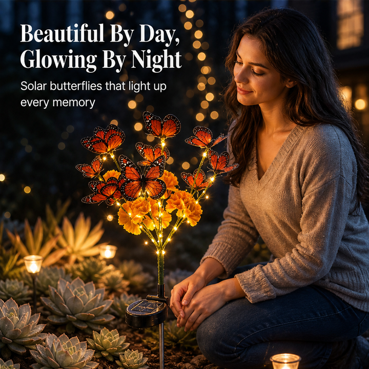 Amberwick – Solar Marigold &amp; Butterfly Memorial Garden Light + 50% OFF features