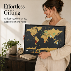 Voyagold – Scratch-Off Gold Foil World Map Travel Art + 50% OFF