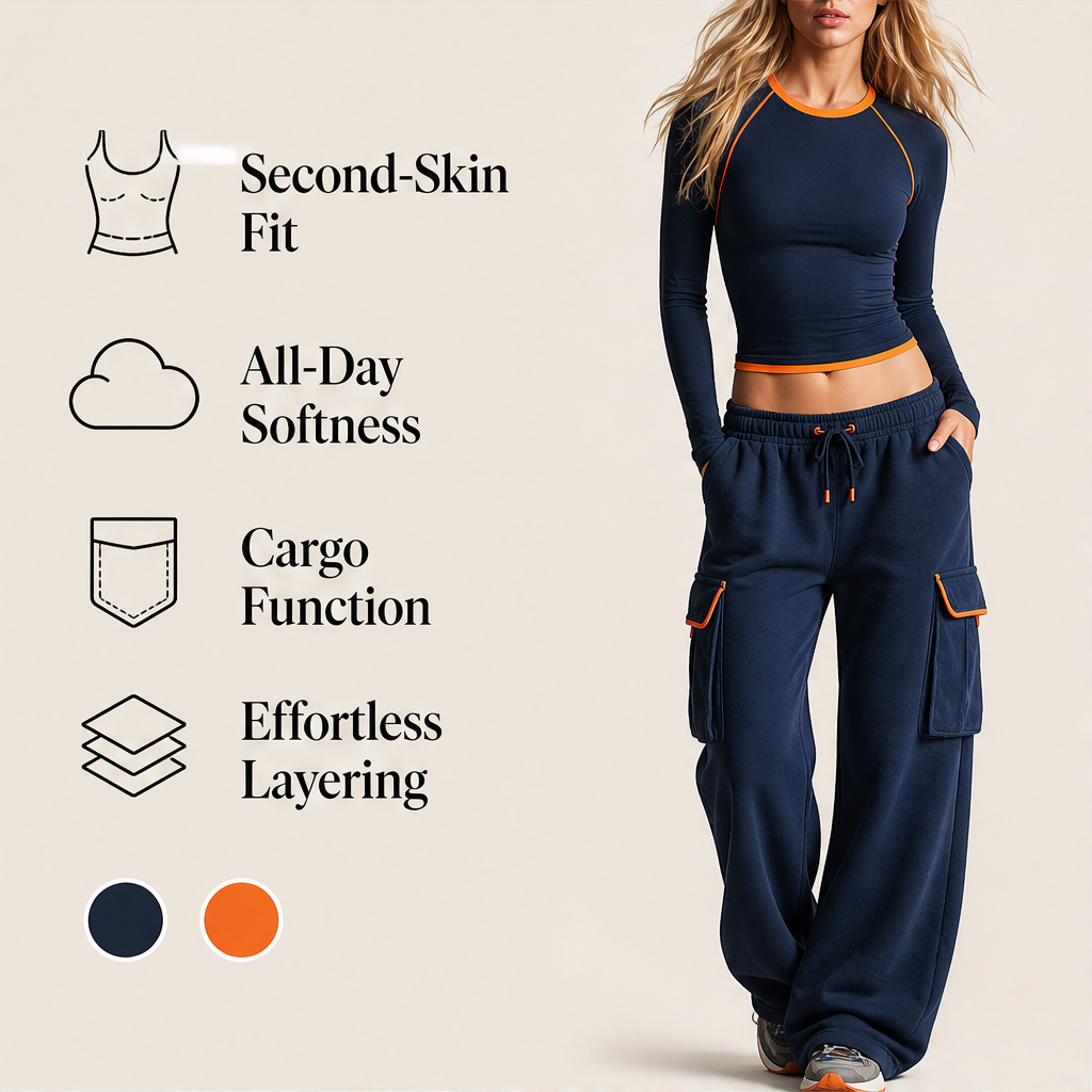 Ashcroft Athletics – Retro Color-Blocked Cotton Top and Pants Set + 50% OFF features