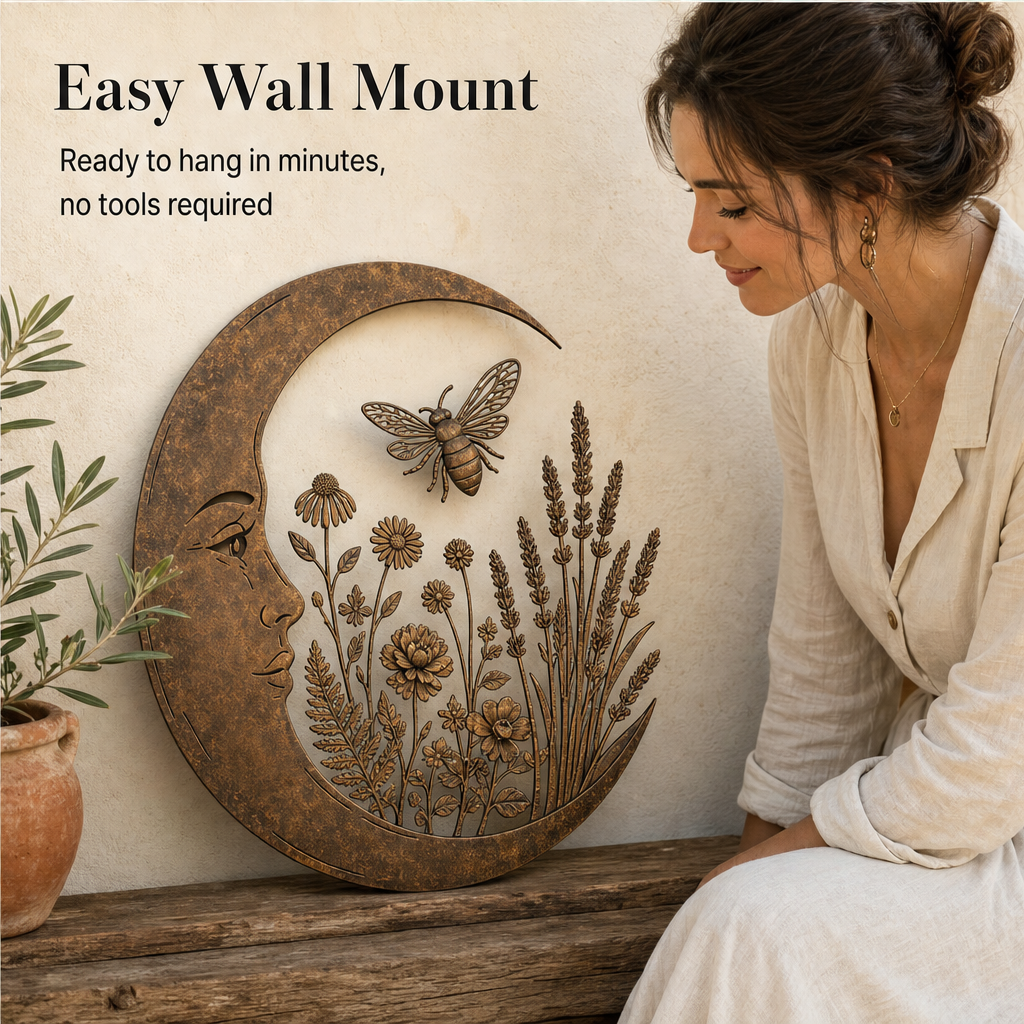 Lunaveil – Crescent Moon &amp; Dragonfly Metal Wall Decor + 50% OFF features