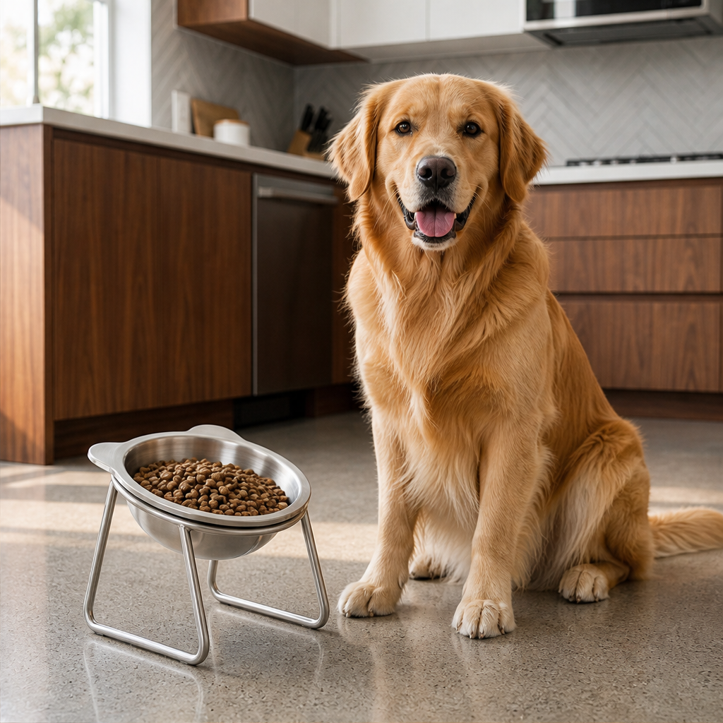 TiltEase – 15° Tilted Elevated Anti-Vomit Stainless Steel Feeding Bowl + 50% OFF lifestyle