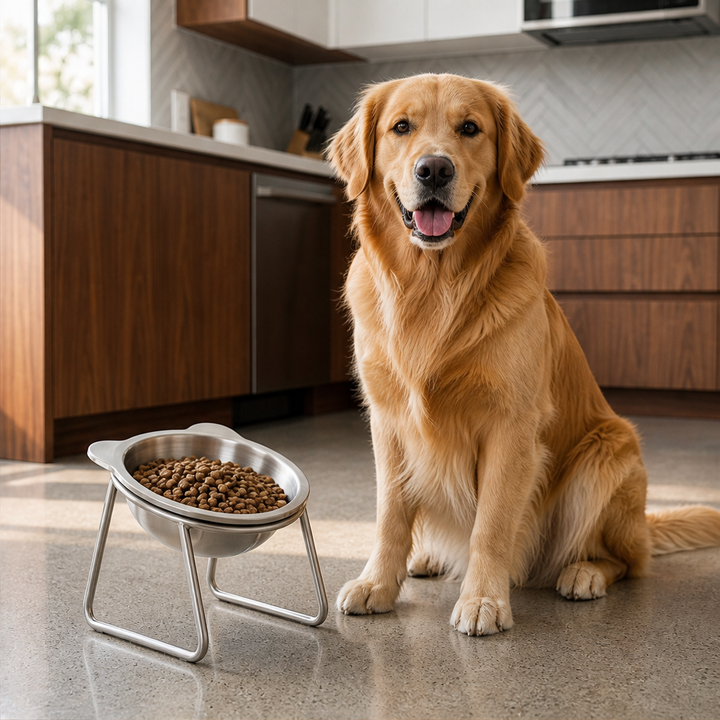 TiltEase – 15° Tilted Elevated Anti-Vomit Stainless Steel Feeding Bowl + 50% OFF lifestyle