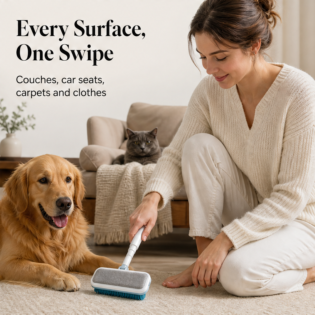 Furlift – Reusable Dual-Texture Pet Hair Remover Brush with Long Handle + 50% OFF features