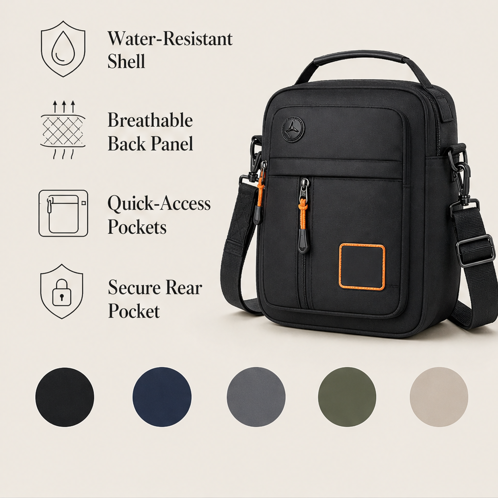 Cargova – Water-Resistant Multi-Pocket Oxford Crossbody Shoulder Bag + 50% OFF features