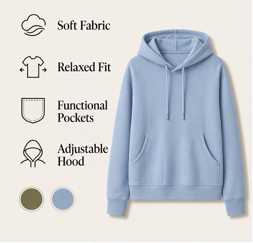 Wrenfold – Soft Jersey Knit Drawstring Hoodie with Front Pockets + 50% OFF features