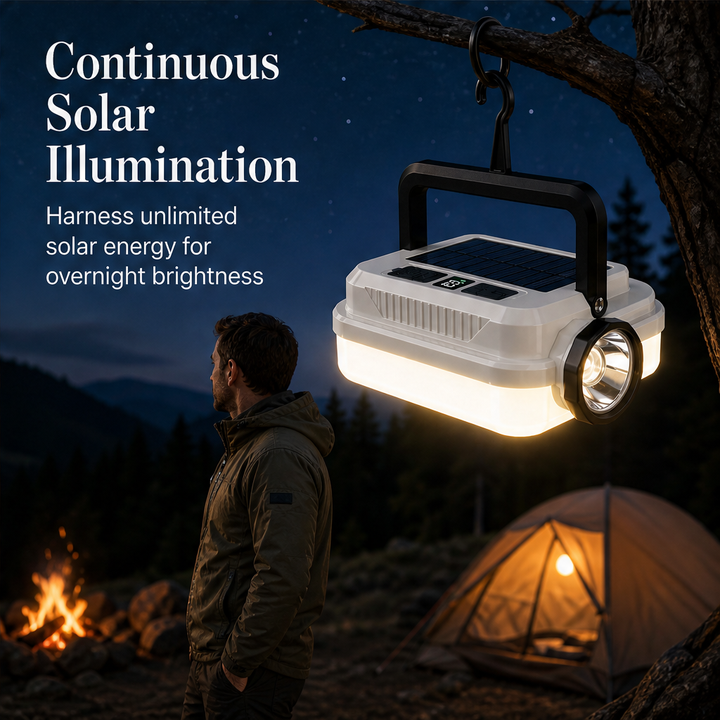 Sunwarden – Solar Rechargeable LED Camping Lantern with Power Bank + 50% OFF features