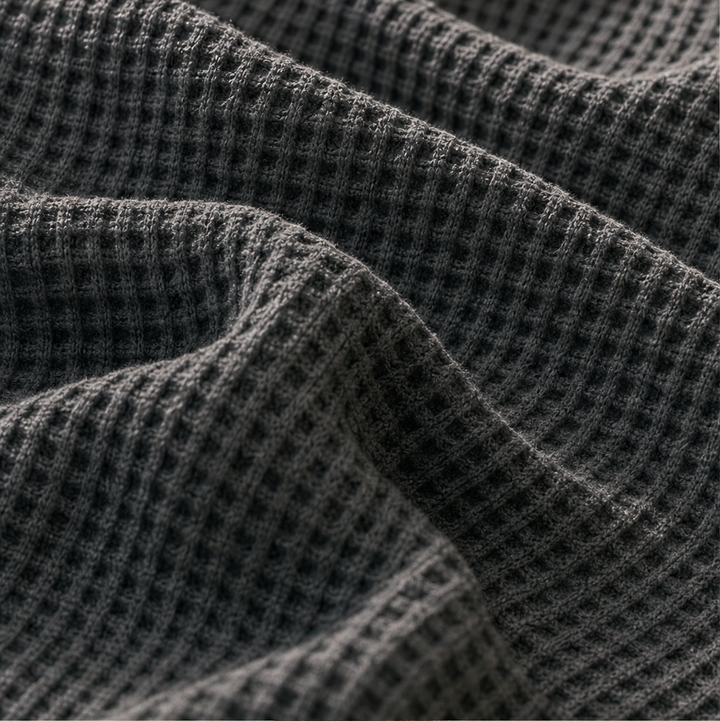 Warmholm – Waffle Knit Henley Hoodie Top + 50% OFF detail