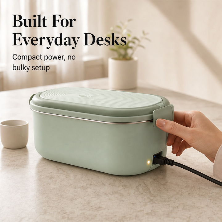Warmholt – Water-Free Electric Heated Lunch Box with Dual Steel Trays + 50% OFF features