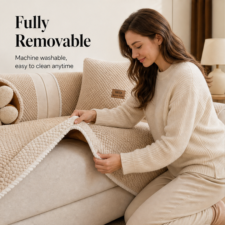 Snugbloom – Thick Bobble-Knit Non-Slip Removable Couch Cover + 50% OFF features