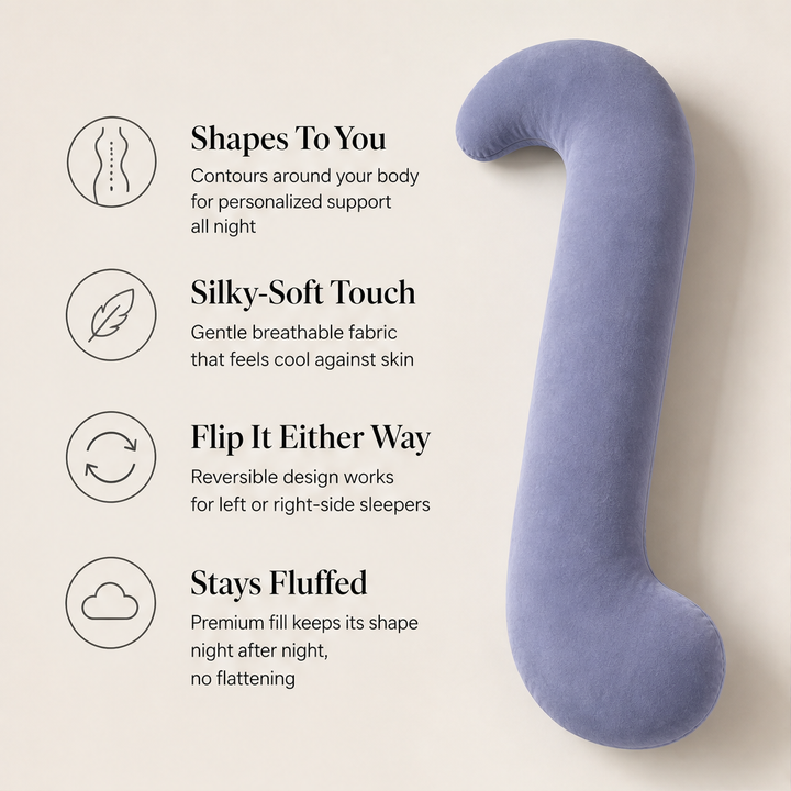 Cradleluxe – Full-Body Curve Support Pillow with Washable Cover + 50% OFF features