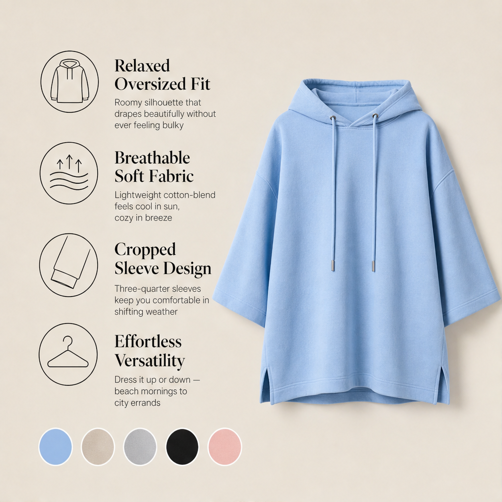 Fernhaven – Relaxed Wide-Sleeve Cotton Hoodie + 50% OFF features