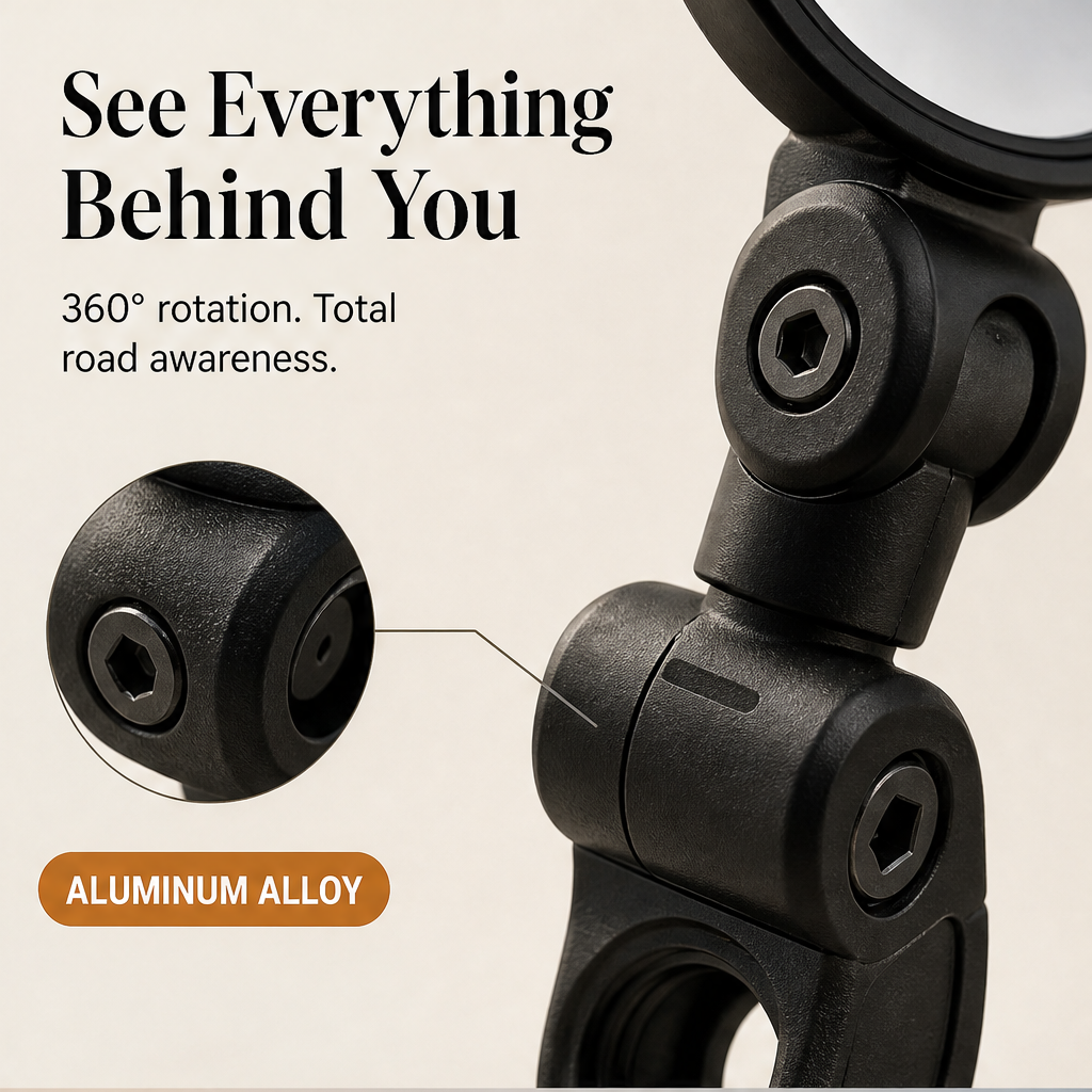 ClearTrail – 360° Rotating Tool-Free Bike Rearview Mirror + 50% OFF features