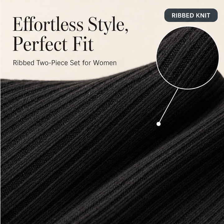 Ribaline – Ribbed Knit Two-Piece Hoodie Dress Set + 50% OFF features