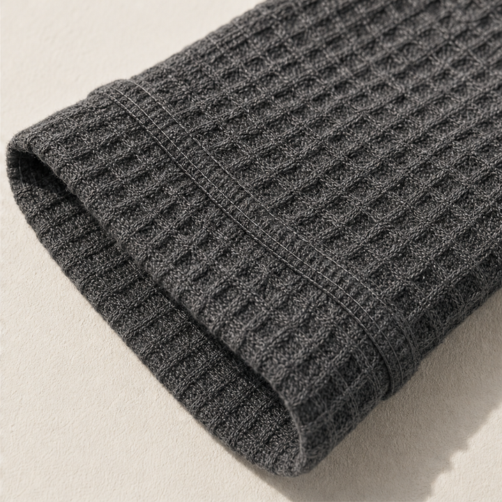Ashcroft Mill – Waffle Knit Long Sleeve Henley Shirt + 50% OFF detail