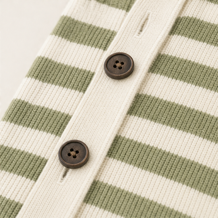 Willowknit – Cozy Striped Knit Collar Cardigan + 50% OFF detail