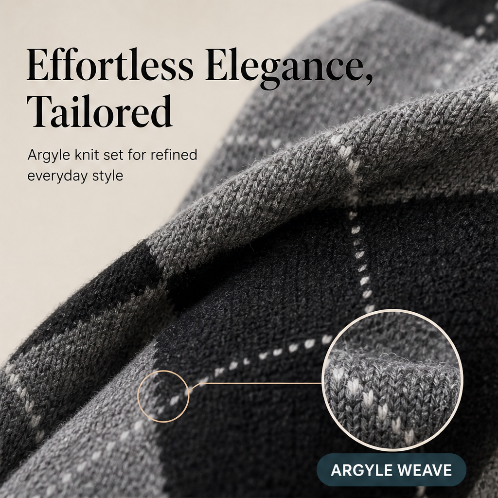 Thornmere – Cosy Argyle Knit Sweater &amp; Skirt Set + 50% OFF features