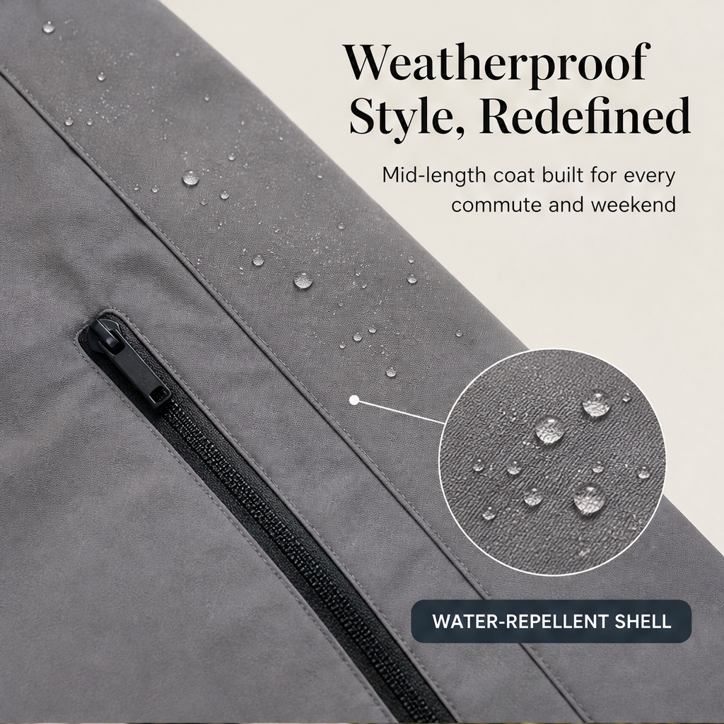Marlowick – Water-Repellent Hooded Mid-Length Coat + 50% OFF features