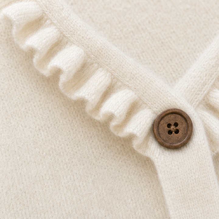 Cozelle – Ruffle Collar Soft Knit Button-Down Cardigan + 50% OFF detail