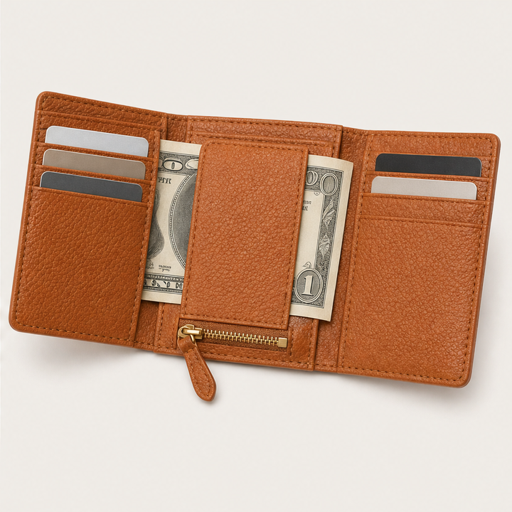 Pocketleigh – RFID-Blocking Pebbled Leather Card Holder with Key Ring + 50% OFF detail