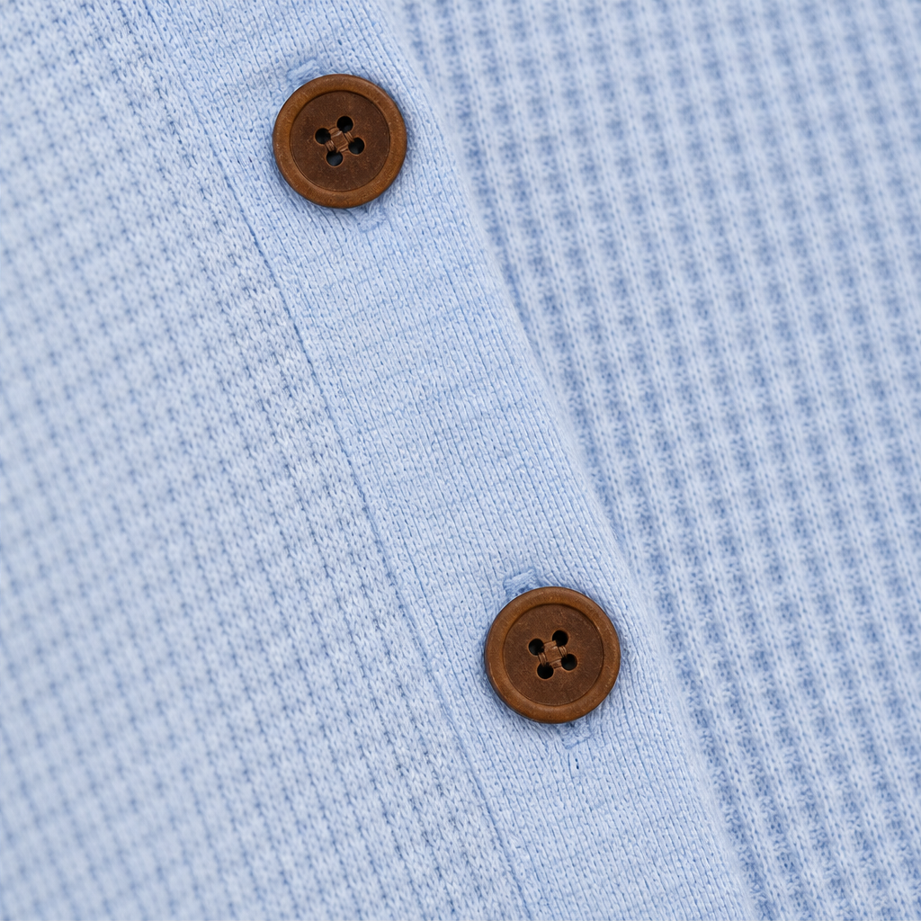 Willowick – Crossover Hem Waffle Knit Button Top + 50% OFF detail