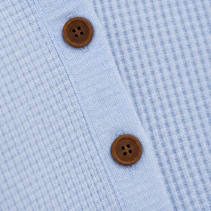Willowick – Crossover Hem Waffle Knit Button Top + 50% OFF detail