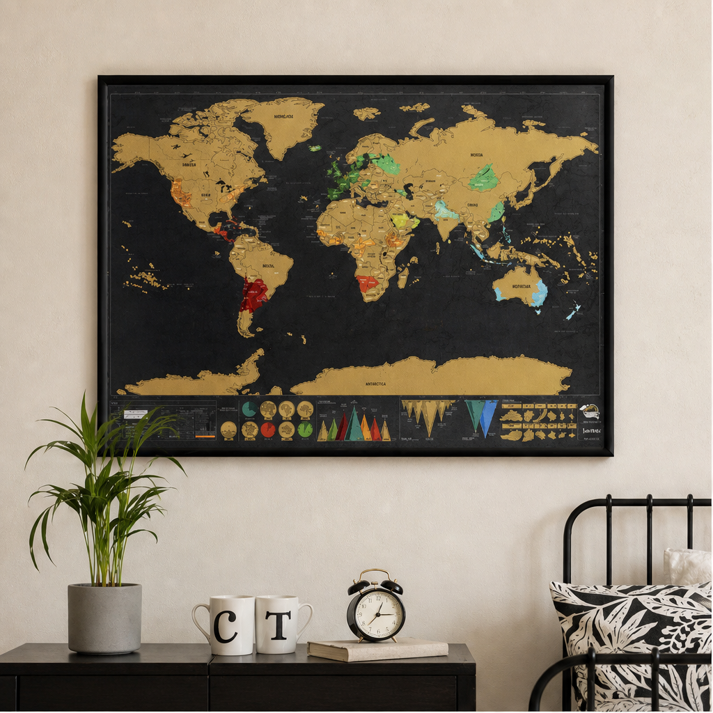 Voyagold – Scratch-Off Gold Foil World Map Travel Art + 50% OFF lifestyle