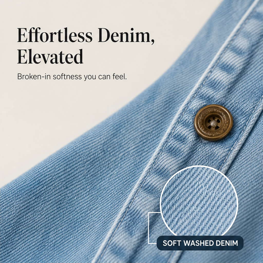 Wrenfield – Collared Wide-Leg Denim Jumpsuit + 50% OFF features