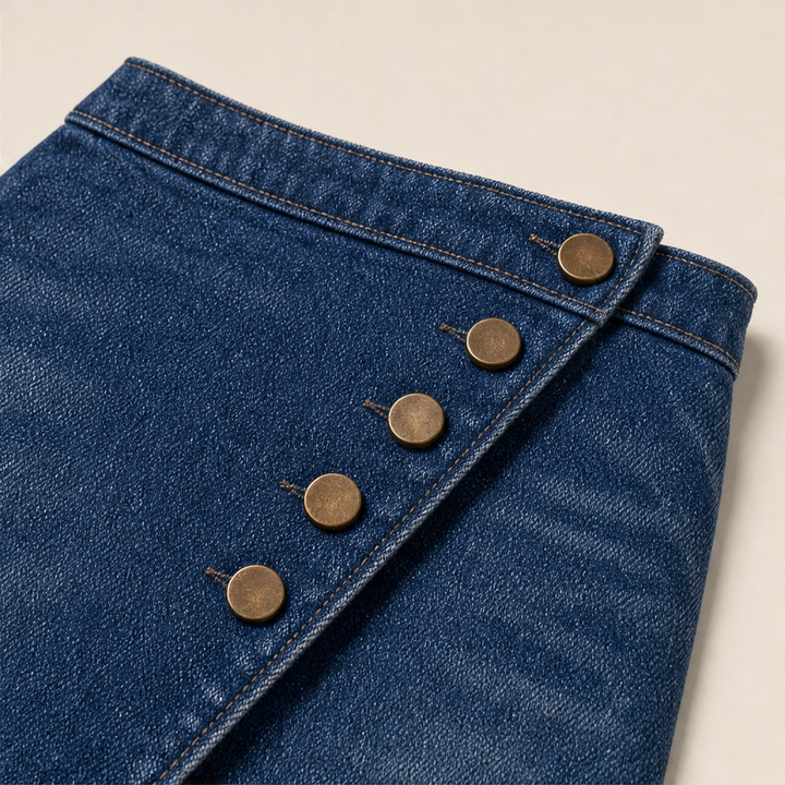 Marlowick – Asymmetrical Wrap-Front High-Waist Wide-Leg Jeans + 50% OFF detail