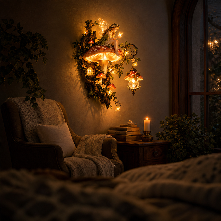 Thistlemoor – Hand-Sculpted Glowing Fairy Mushroom Wall Light + 50% OFF lifestyle