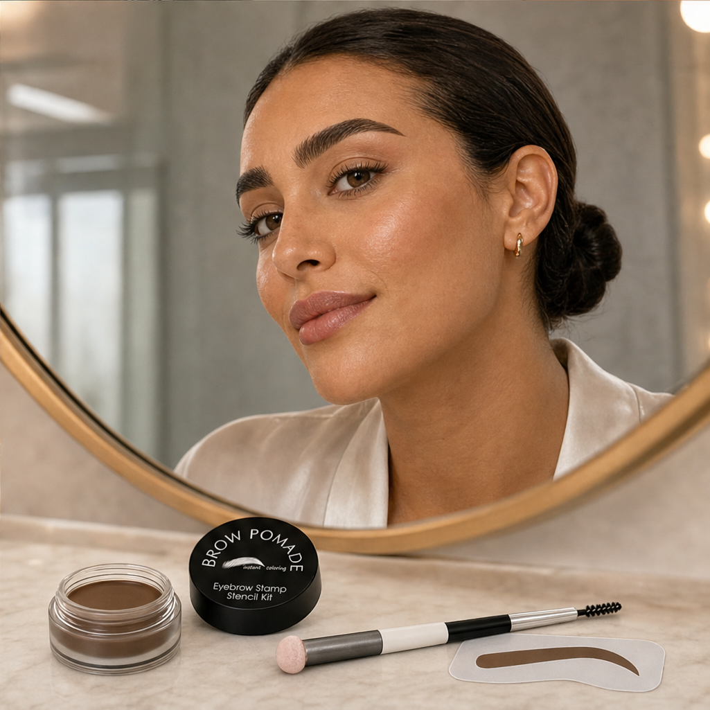 Archella – Waterproof Matte Brow Pomade Stamp Kit with 10 Reusable Templates + BUY 1 + PICK 1 FREE COLOR lifestyle