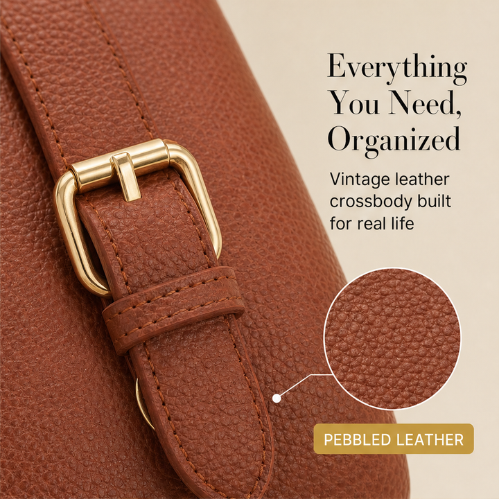 Rosewick – Vintage Pebbled Leather Crossbody Messenger Bag + 50% OFF features