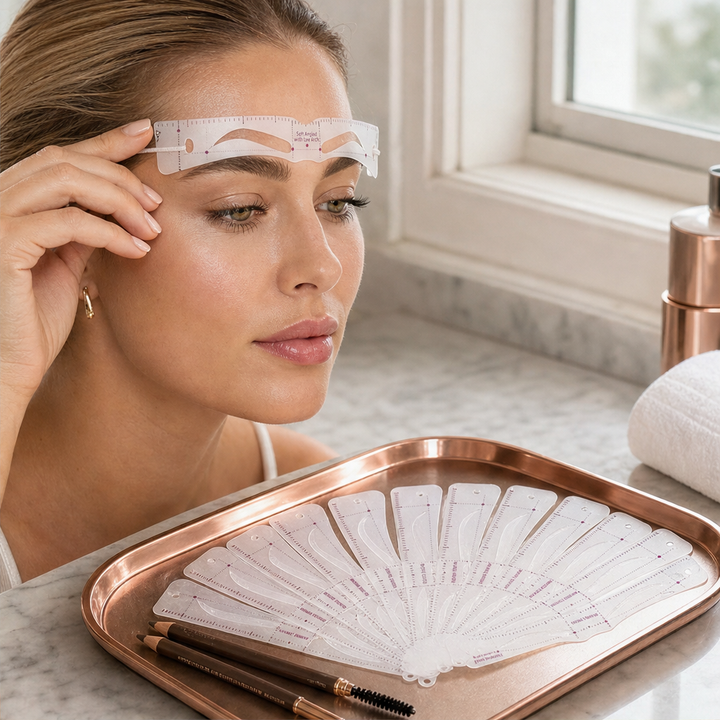 ArchLine – Adjustable 12-Shape Eyebrow Stencil Kit with Headband + 1+1 FREE lifestyle